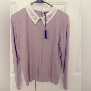 NWT Milano Knitted Shirt with Rhinestone Collar